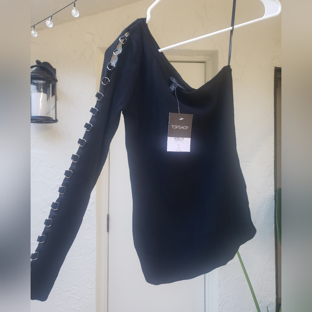 New Topshop one shoulder sweater 2 Black